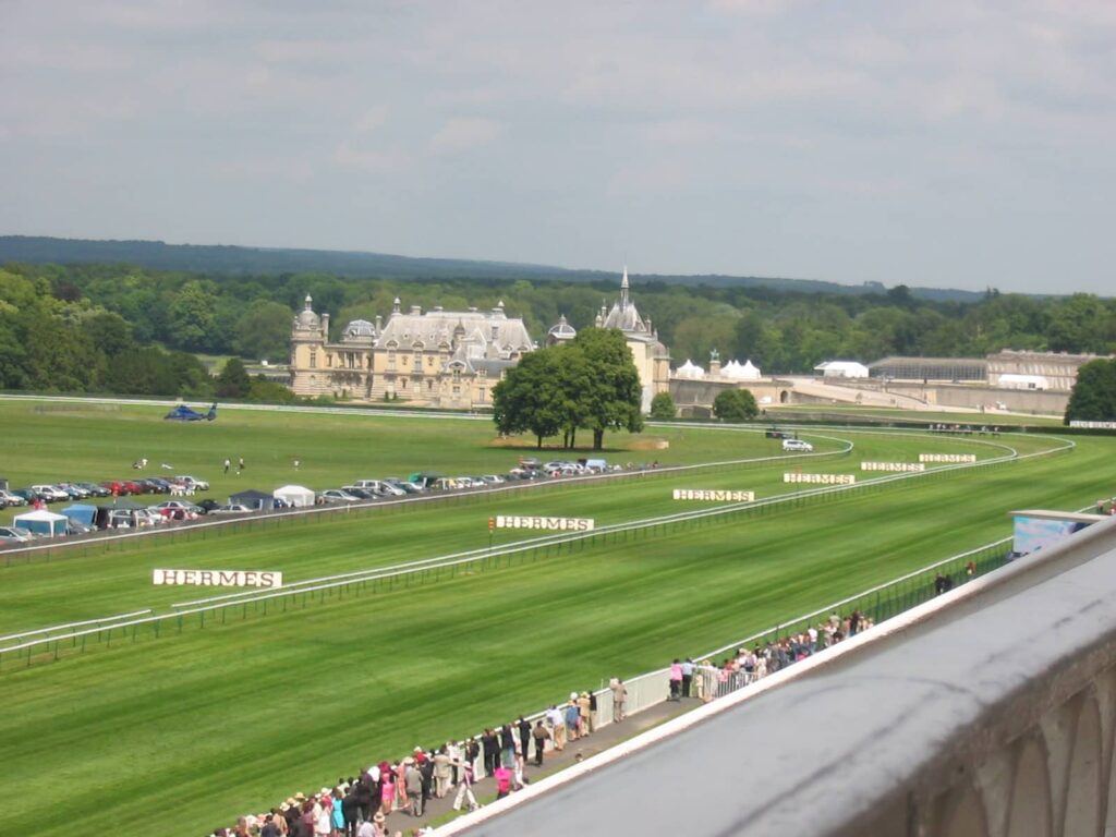 View of Chantilly Racecourse showing healthy green turf